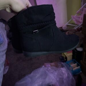 Black Ankle Boots with Braided Detail